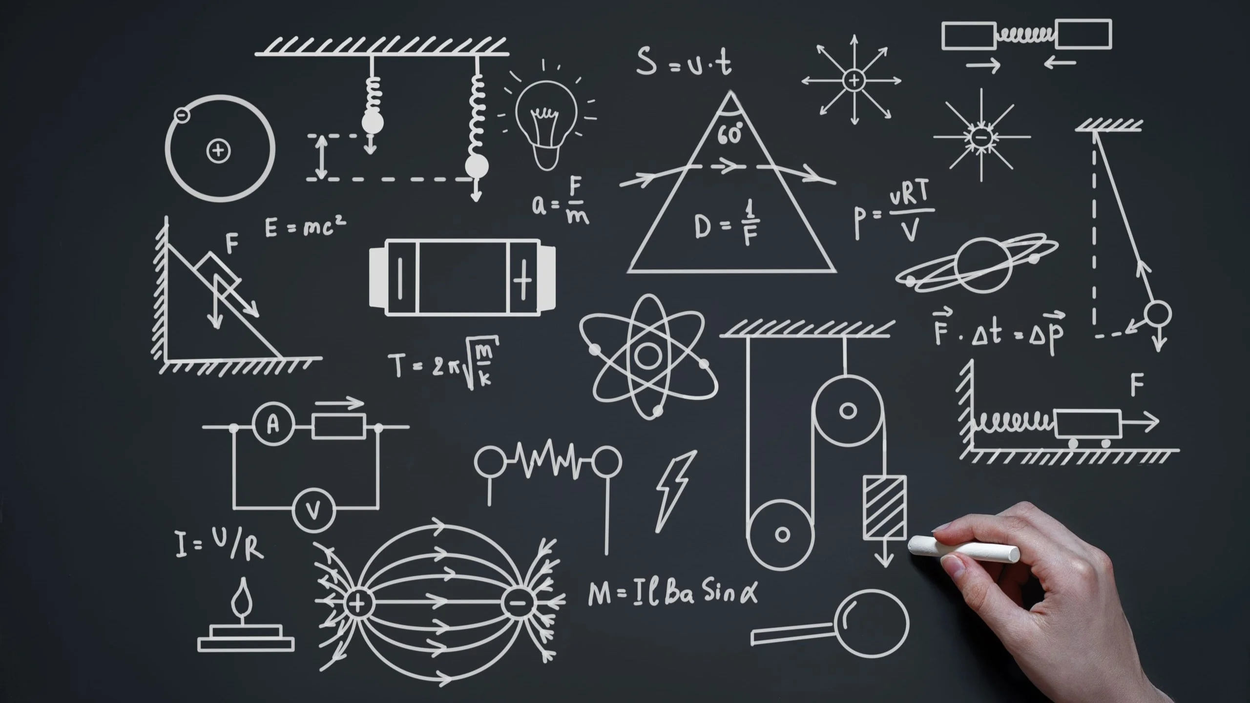 Tableau avec symboles de physique